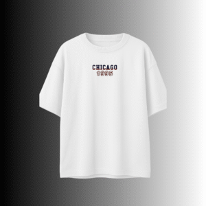White Chicago 1995 230 GSM cotton t-shirt – collegiate vintage style – Pakistan streetwear