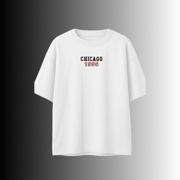 White Chicago 1995 230 GSM cotton t-shirt – collegiate vintage style – Pakistan streetwear