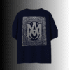 Navy blue t-shirt with silver bandana back print – interlocked AM design – 230 GSM streetwear