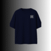 Navy blue MM monogram t-shirt – gothic metallic silver chest print – 230 GSM streetwear Pakistan